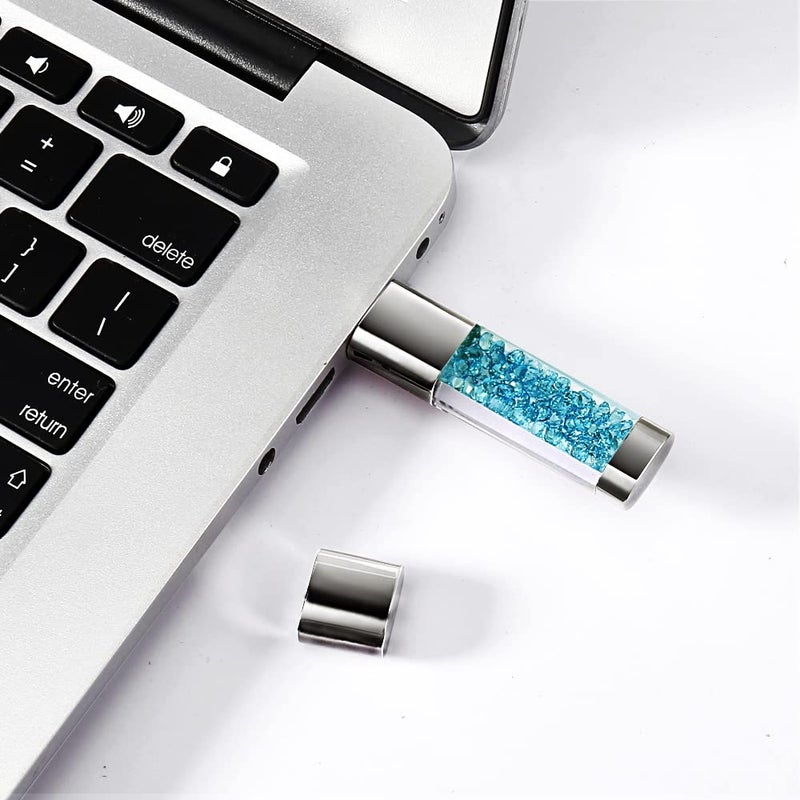 Fire Stone Lovely Diamond USB 2.0 Flash Drive Data Storage Memory Stick USB Stick Pendrive Gift (32GB, Lake Blue) - Image 5